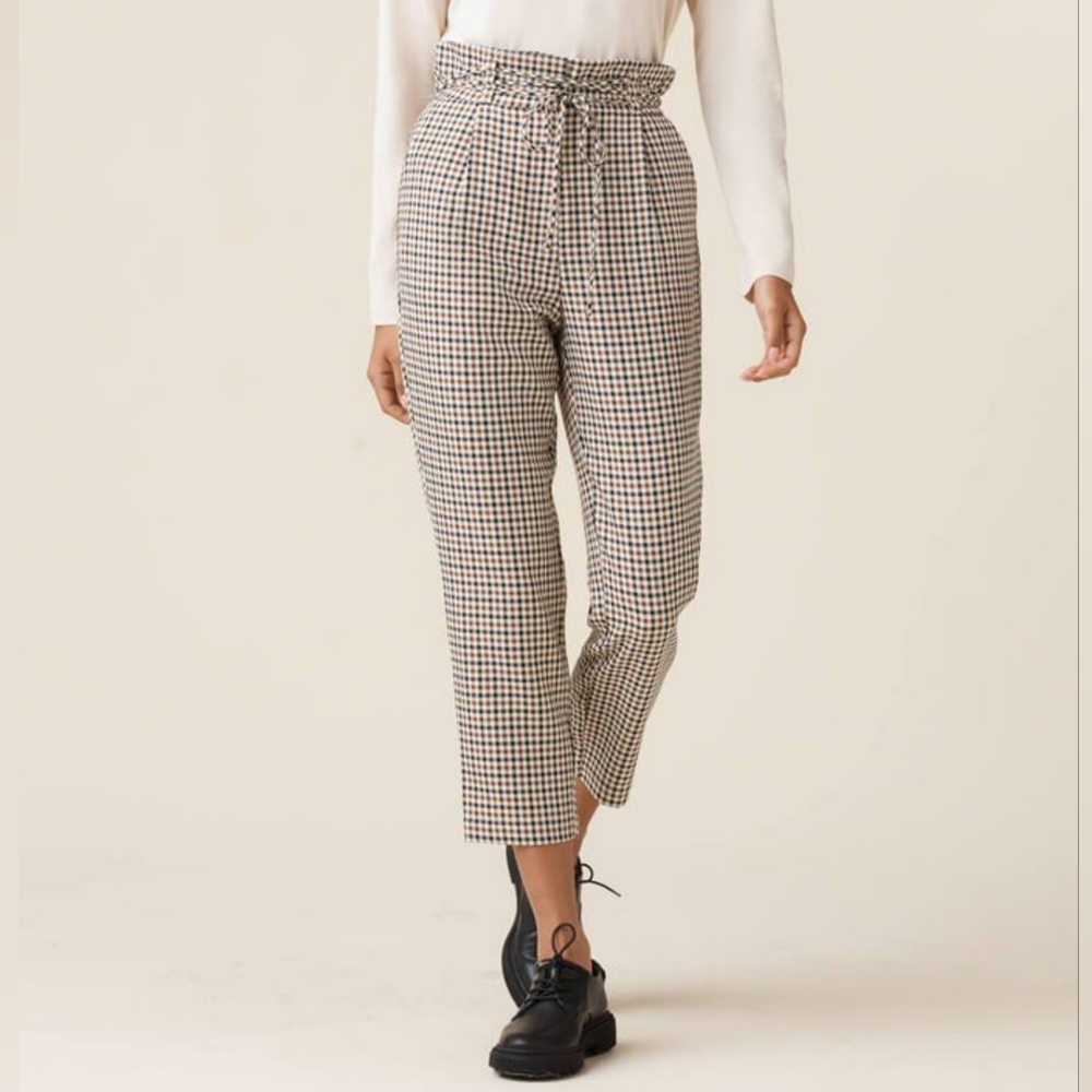 Vetta Paperbag Tie Pant in Plaid